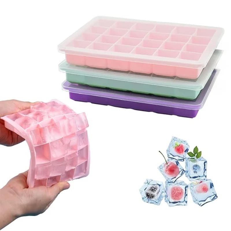 24-Grid Square Ice Cube Tray With Lid