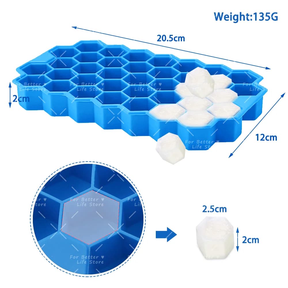 37-Grid Honeycomb Ice Cube Tray With Lid