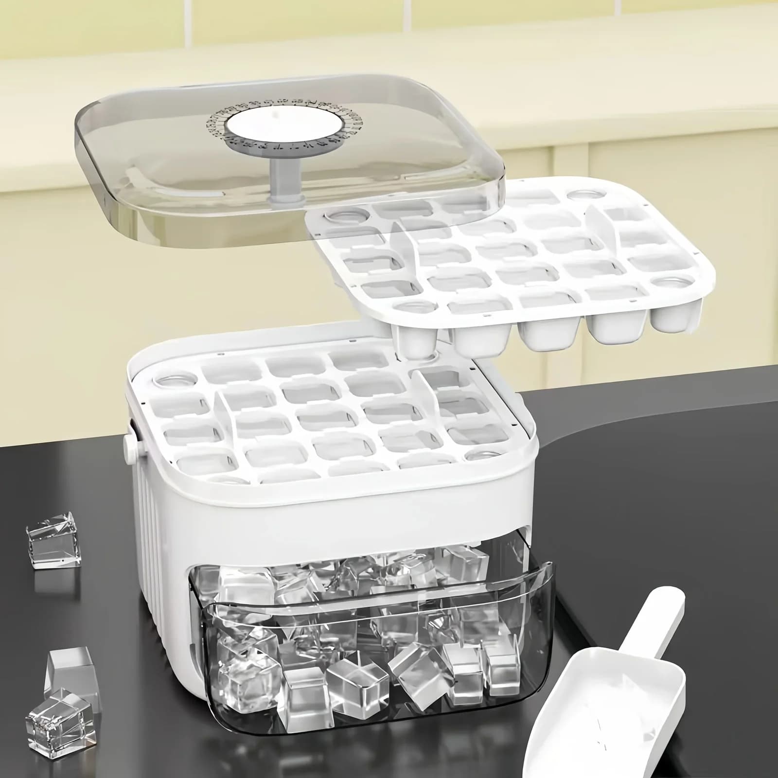 Large Capacity Double-Layer Ice Cube Box