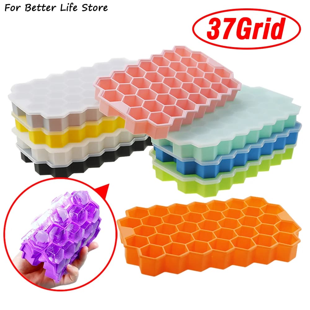 37-Grid Honeycomb Ice Cube Tray With Lid
