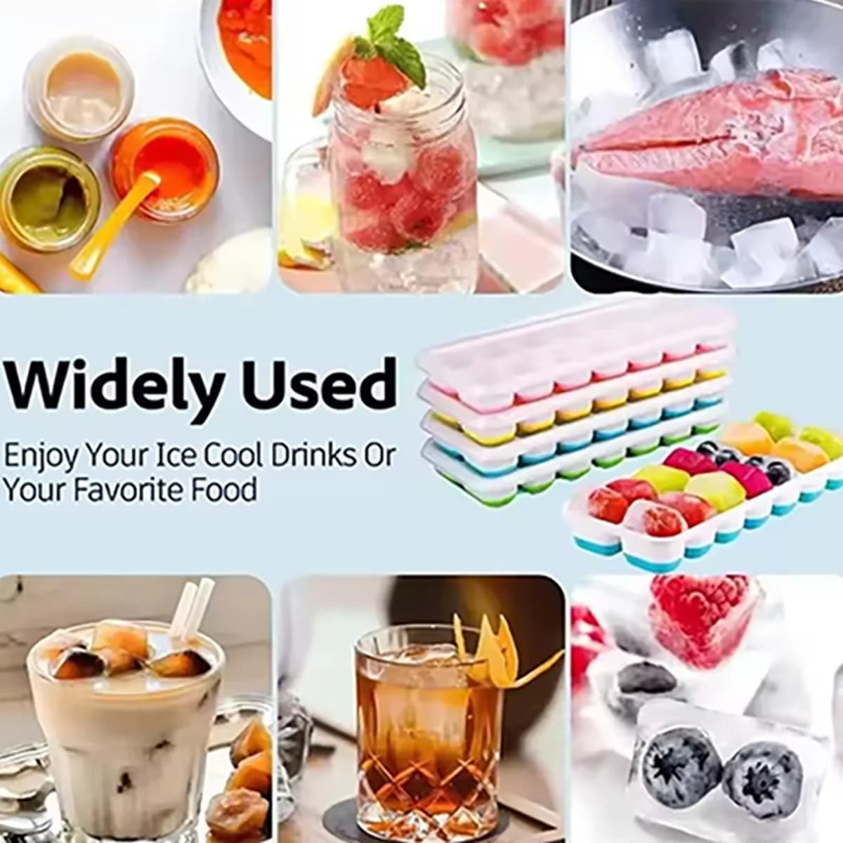 14-Compartment Ice Cube Tray With Lid