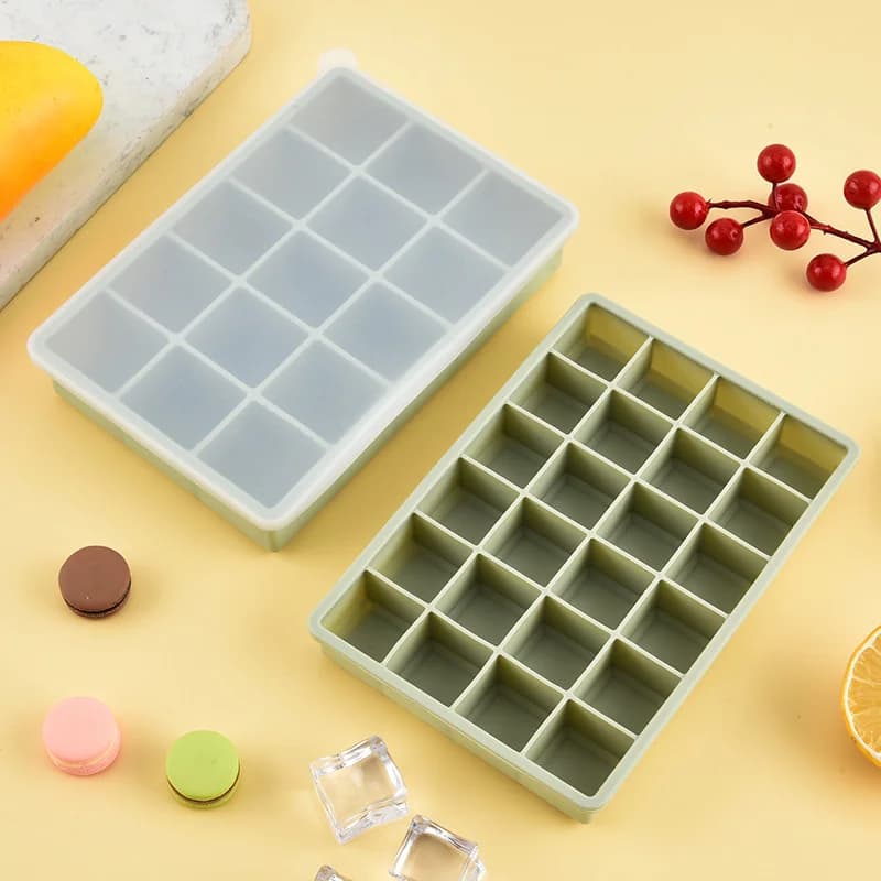 24-Grid Square Ice Cube Tray With Lid