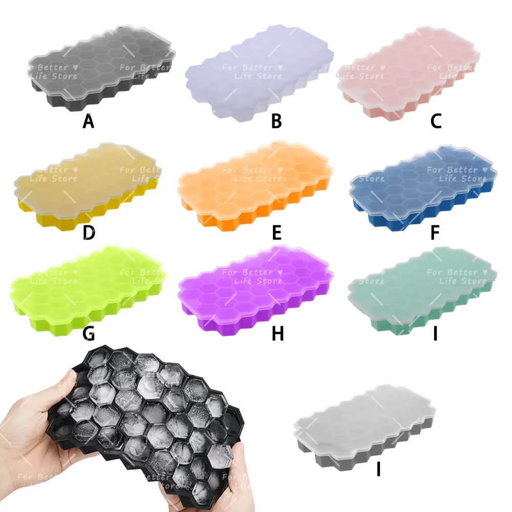 37-Grid Honeycomb Ice Cube Tray With Lid