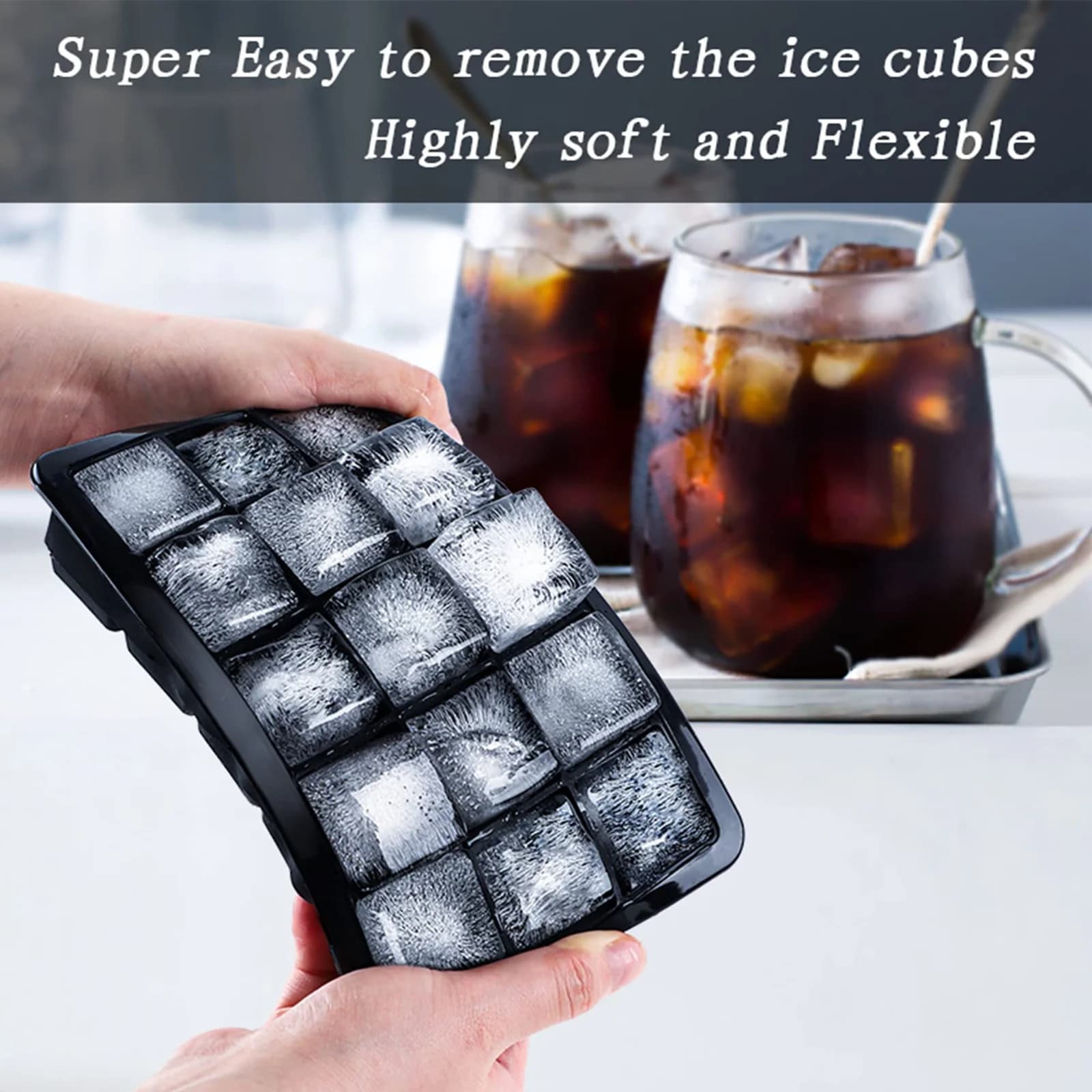 15-Cavity Square Ice Cube Tray With Lid