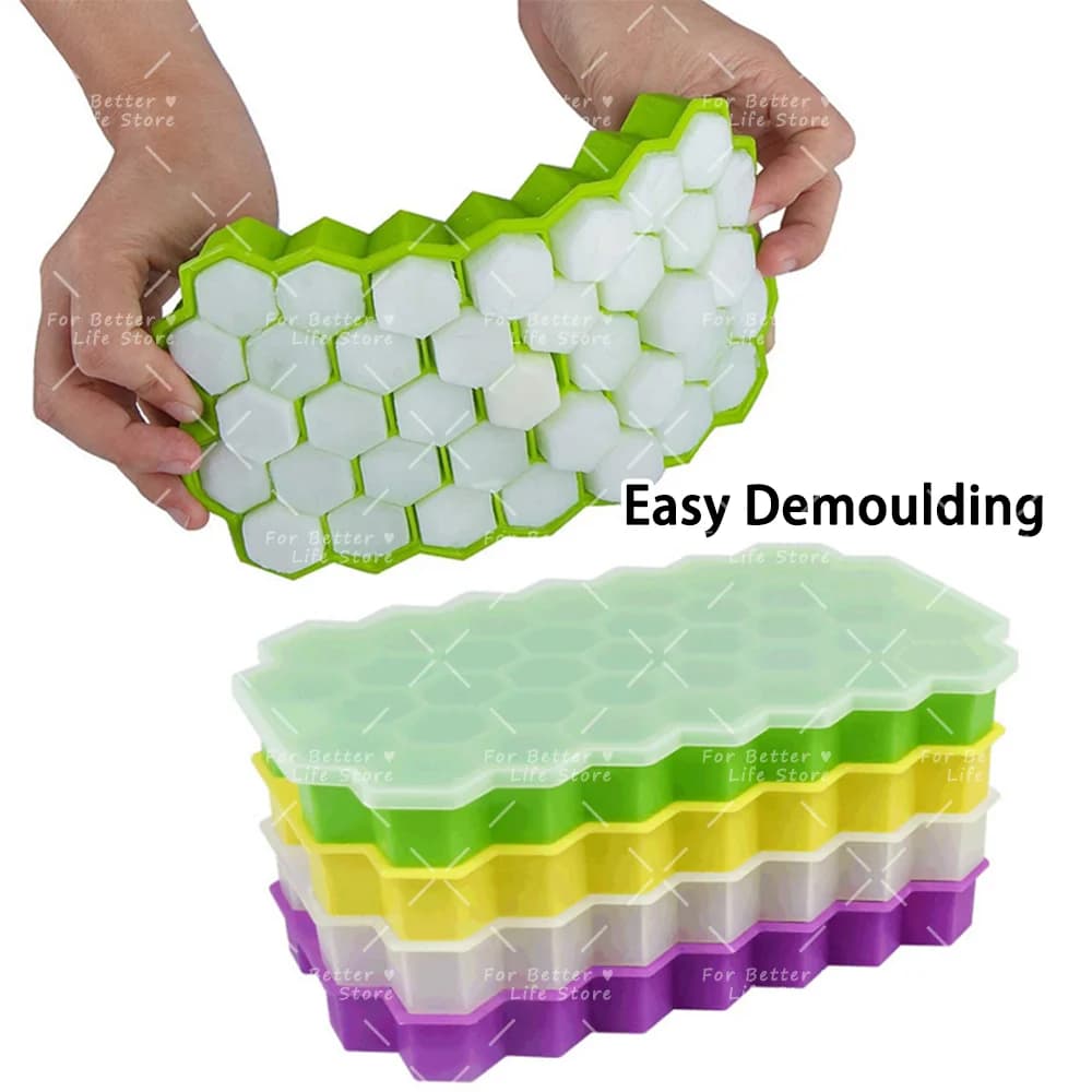 37-Grid Honeycomb Ice Cube Tray With Lid