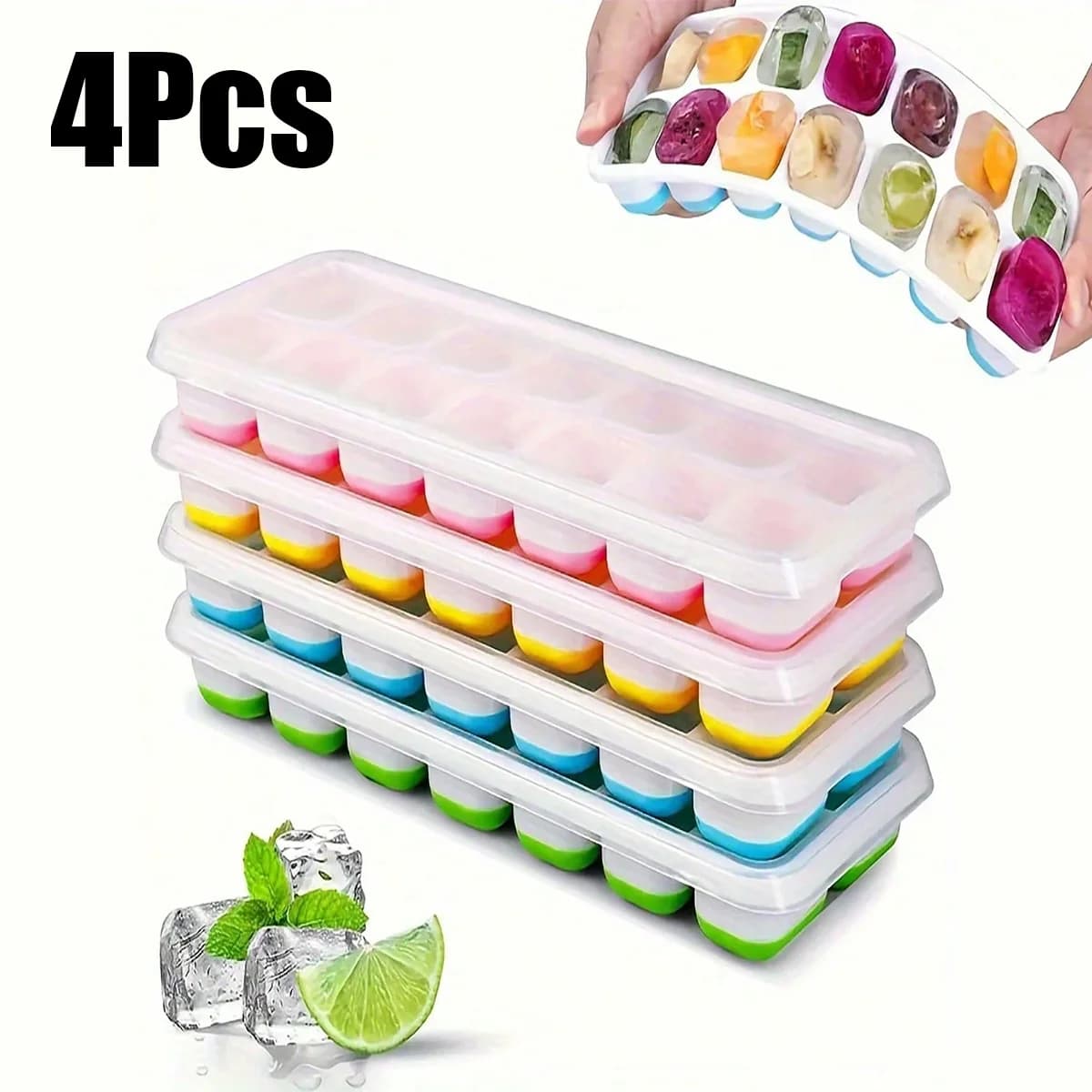 14-Compartment Ice Cube Tray With Lid