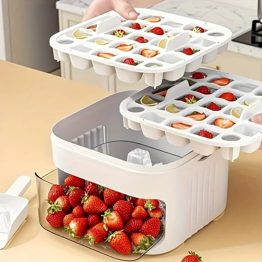 Large Capacity Double-Layer Ice Cube Box