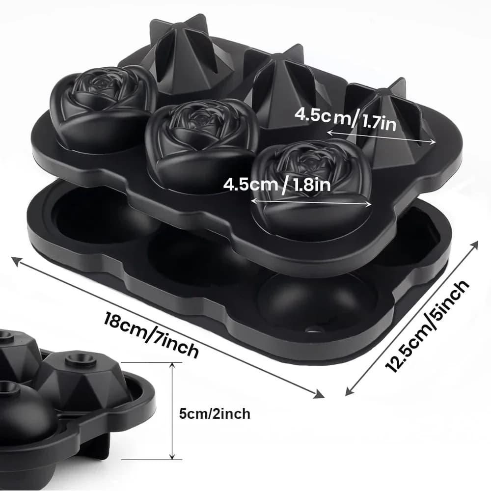 6-Cavity Rose Ice Cube Tray With Funnel