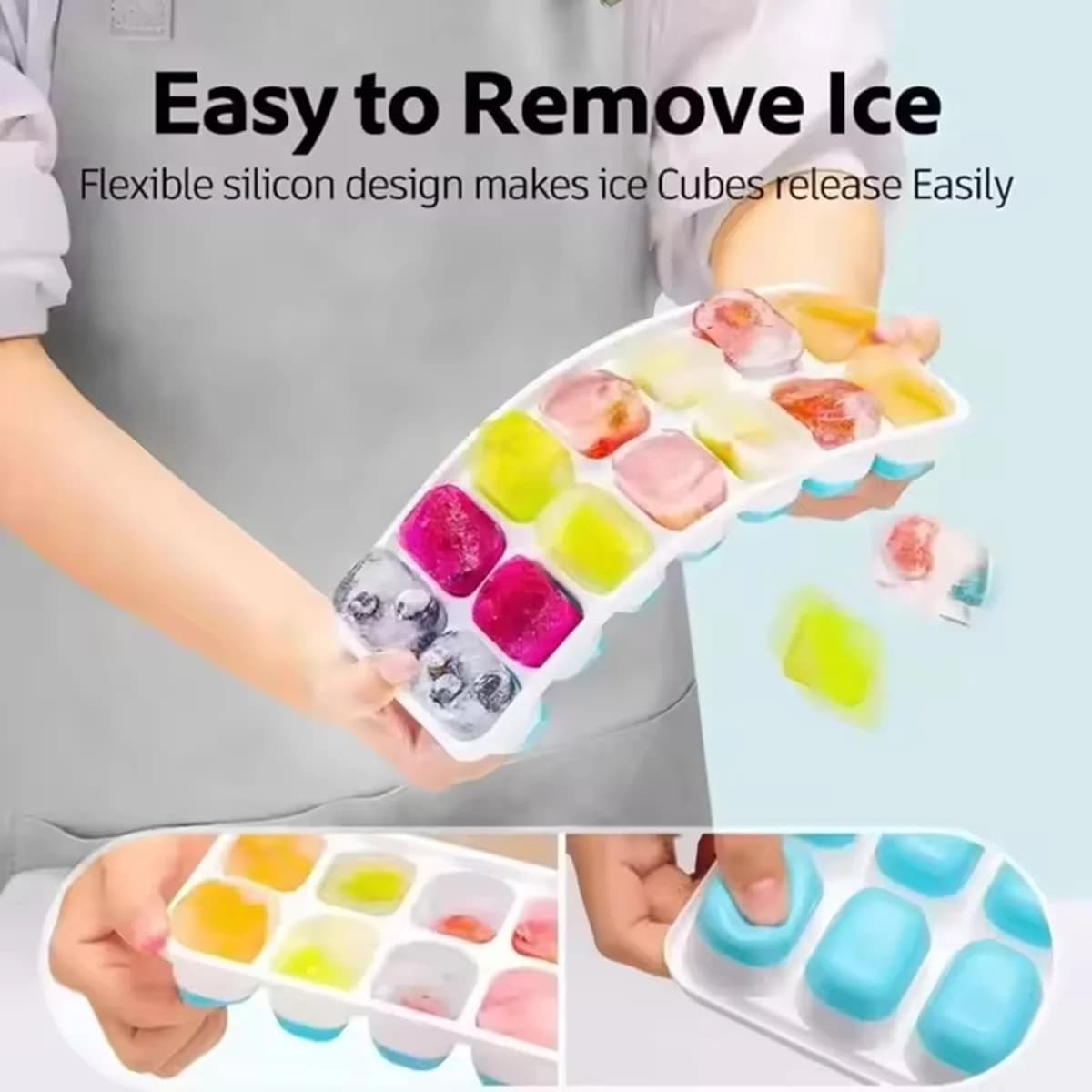 14-Compartment Ice Cube Tray With Lid