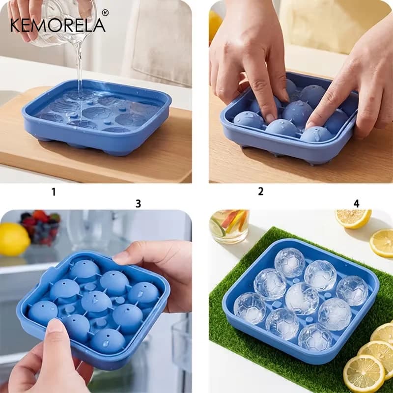 9-Hole Soccer Ball Ice Cube Tray With Lid